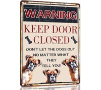 Boxer Dog Vintage Metal Signs Dog Warning Decor Keep Door Closed Don't Let The Dogs Out No Matter What They Tell You Retro Art Sign for Home Office Room Wall 8x12 Inch