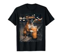 Boxer Dog Wearing Sunglasses Drinking Iced Coffee T-Shirt