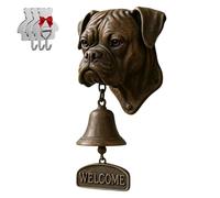 Boxer Dog Welcome Bell, Retro Funny Animal Welcome Doorbell,Wall-Mounted Decorative Cast Iron/Resin Hanging Bell, Farmhouse Wall Decoration & Housewarming Gift （With 3 sticky hooks）