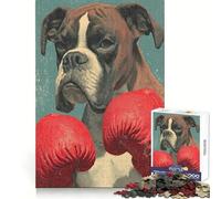 Boxer Dog with Boxing Gloves Jigsaw Puzzles for Adults1000 Pieces Thought Training Restful Escape Uniform Cut Merry Gift (38X52CM)