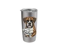 Boxer Dog with Cup Coffee Says No, 'em nö Stainless Steel Insulated Tumbler