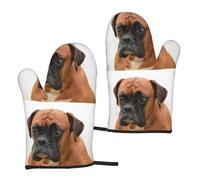 Boxer Dog With Sad Face, Kitchen Oven Mitts Anti-Slip Cooking Gloves,Heat Resistant Baking Mitts A Pair