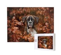 Boxer Dogs Autumn,500 Pieces Wooden Jigsaw Family Game Jigsaw Puzzles for Adults Teens Home Decor