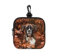 Boxer Dogs Autumn, Coin Purse Square Zipper Storage Bag, Change Pouch with Lobster Buckle Clasp Buckle, Change Purse