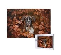 Boxer Dogs Autumn, Jigsaw Puzzles 1000 Pieces Wooden Jigsaw Toy Family Game Wall Decor for Adults Teens