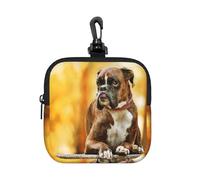 Boxer Dogs Autumn Pets Brown Boxer Dogs, Square Zipper Storage Bag, Neoprene Coin Purse, Small Wallets, Change Pouch, Change Purse