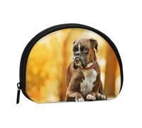 Boxer Dogs Autumn Pets Brown Boxer Dogs, Women's Storage Bag Shell Makeup Bag Small Coin Purse Shell Change Pouch