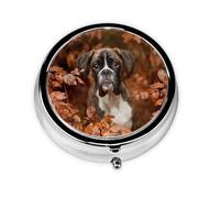 Boxer Dogs AutumnMeta Pill Box 3 Compartment Medicine Case,Portable Organizer