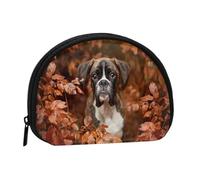 Boxer Dogs AutumnSmall Makeup Sanitary Napkin Storage Bag,Women's Cosmetic Coin Purse