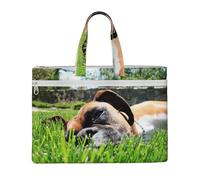 Boxer Dogs Green Grass Pets Lawn Dogs,Canvas Document Bag Zipper File Tote Bag Handbag Briefcase for School Office