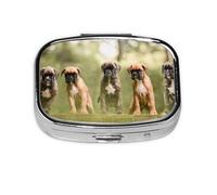 Boxer Dogs Puppies Pets Family Dogs,Meta Pill Box 2 Compartment Medicine Case,Portable Organizer,Rectangle Meta Portable Organizer Pill Box 669 Compartment Medicine Case