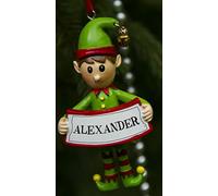 Boxer Gifts Alexander Personalised Elf Christmas Tree Decoration | Great XMAS Bauble Ornament Gift | One For The Whole Family