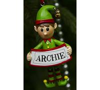 Boxer Gifts Archie Elf Christmas Tree Decoration | Xmas Bauble Ornament Gift | One for The Whole Family, Ceramic, Multi-Colour, 8 x 4.5 x 2 cm