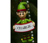 Boxer Gifts Charlie Elf Christmas Tree Decoration | Xmas Bauble Ornament Gift | One for The Whole Family, Ceramic, Multi-Colour, 8 x 4.5 x 2 cm