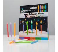 12 Coloured - Flame Party Candles