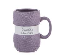 Boxer Gifts Crocheting Takes Balls Novelty Mug | Realistic Yarn Detailing | Funny Crochet Themed Gift for Her, Purple, 8.2 x 8.2 x 12.5 cm; 410 Grams