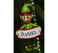 Boxer Gifts Daniel Elf Christmas Tree Decoration | Xmas Bauble Ornament Gift | One for The Whole Family, Ceramic, Multi-Colour, 8 x 4.5 x 2 cm