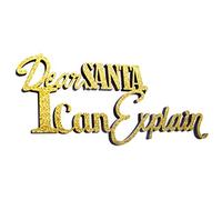 Boxer Gifts Dear Santa I Can Explain Christmas Wall Gold Sparkly Glitter Plaque | Hanging Laser Cut Wood Decor, One