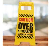 Boxer Gifts Overstimulated Approach at Own Risk Novelty Desk Sign - Funny Secret Santa Gift for Colleague - Joke Work Desktop Accessories