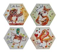 Boxer Gifts Drunken Animals Ceramic Coaster Set | Gorgeous Animal Themed Coasters With Cocktail Recipes | Funny Gift For Friends