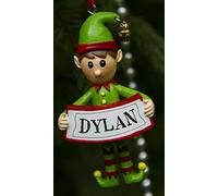 Boxer Gifts Dylan Elf Christmas Tree Decoration | Xmas Bauble Ornament Gift | One for The Whole Family, Ceramic, Multi-Colour, 8 x 4.5 x 2 cm