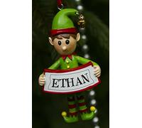 Boxer Gifts Ethan Elf Christmas Tree Decoration | Xmas Bauble Ornament Gift | One for The Whole Family, Ceramic, Multi-Colour, 8 x 4.5 x 2 cm