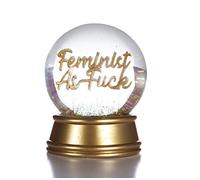 Boxer Gifts Feminist As F**k Novelty Glitter Snow Globe Ornament | Fun Christmas & Birthday Gift For Her, Gold