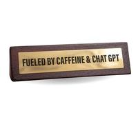 Boxer Gifts Fuelled by Caffeine & ChatGPT Novelty Desk Sign - Funny Desk Accessories for Women - Joke Office Gift for Work Colleague Secret Santa