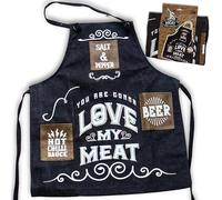 Boxer Gifts Funny BBQ Aprons For Men - Love My Meat - Novelty Dad Cooking Gifts For Father's Day - Barbeque Gift
