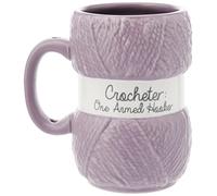Boxer Gifts Funny Crochet Gift Mug - One Armed Hooker - Ball of Wool Yarn Detailing - Novelty Crochet Accessories for Crocheters, Purple