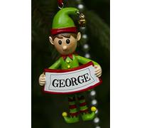Boxer Gifts George Elf Christmas Tree Decoration | Xmas Bauble Ornament Gift | One for The Whole Family, Ceramic, Multi-Colour, 8 x 4.5 x 2 cm