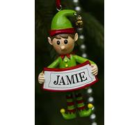 Boxer Gifts Jamie Elf Christmas Tree Decoration | Xmas Bauble Ornament Gift | One for The Whole Family, Ceramic, Multi-Colour, 8 x 4.5 x 2 cm