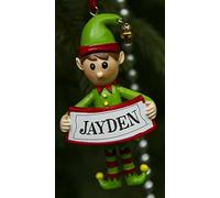Boxer Gifts Jayden Elf Christmas Tree Decoration | Xmas Bauble Ornament Gift | One for The Whole Family, Ceramic, Multi-Colour, 8 x 4.5 x 2 cm