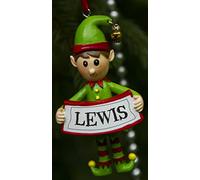 Boxer Gifts Lewis Elf Christmas Tree Decoration | Xmas Bauble Ornament Gift | One for The Whole Family, Ceramic, Multi-Colour, 8 x 4.5 x 2 cm