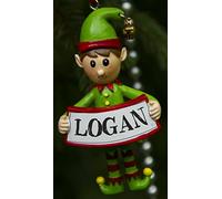 Boxer Gifts Logan Elf Christmas Tree Decoration | Xmas Bauble Ornament Gift | One for The Whole Family, Ceramic, Multi-Colour, 8 x 4.5 x 2 cm