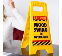 Boxer Mood Swing Warning Sign - Desk Sized Funny Secret Santa Gifts For Women - Novelty Rude Presents For Wife Or Girlfriend Joke Menopause Gift &