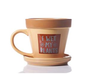 Boxer Gifts MU3071 Wet My Plants Mug | Funny Gardening Gift for Him or Her | Comes with Saucer | Ceramic, 10 Ounces