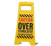 Boxer Gifts Overstimulated Approach at Own Risk Novelty Desk Sign - Funny Secret Santa Gift for Colleague - Joke Work Desktop Accessories