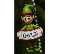 Boxer Gifts Owen Elf Christmas Tree Decoration | Xmas Bauble Ornament Gift | One for The Whole Family, Ceramic, Multi-Colour, 8 x 4.5 x 2 cm
