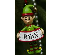 Boxer Gifts Ryan Elf Christmas Tree Decoration | Xmas Bauble Ornament Gift | One for The Whole Family, Ceramic, Multi-Colour, 8 x 4.5 x 2 cm