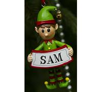 Boxer Gifts Sam Elf Christmas Tree Decoration | Xmas Bauble Ornament Gift | One for The Whole Family, Ceramic, Multi-Colour, 8 x 4.5 x 2 cm