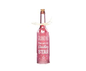 Boxer Gifts SB1112 Light-Up LED 'Grandma' Glass Starlight Bottle | Beautiful, Decorative Homeware Complete with Gift Tag, Pink, 6.7 x 6.7 x 29.5 cm