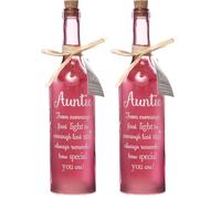 Boxer Gifts SB1123 Light-Up LED Auntie Glass Starlight Bottle | Beautiful, Decorative Homeware Perfect for Her | Complete with Gift Tag, Pink (Pack of 2)