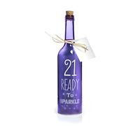 Boxer Gifts SB1221 Light-Up LED '21' Glass Starlight Bottle | Beautiful, Decorative Homeware Perfect for a 21st Birthday | Complete with Gorgeous Gift Tag, 6.7cm x 29.5cm, Dark Purple