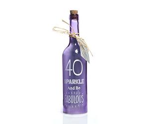 Boxer Gifts SB1240 Light-Up LED 40 Glass Starlight Bottle | Beautiful, Decorative Homeware Perfect for a 40th Birthday | Complete with Gorgeous Gift Tag, 6.7cm x 29.5cm, Purple