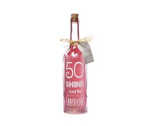 Boxer Gifts SB1250 Light-Up LED 50 Glass Starlight Bottle | Beautiful, Decorative Homeware Perfect for a 50th Birthday | Complete with Gorgeous Gift Tag, 6.7cm x 29.5cm, Pink