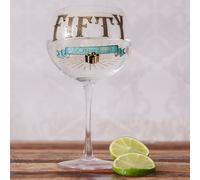 Boxer Gifts GWG350 Age ‘Fifty - Strong and Bold’ Prohibition Style Gin Bloom Glass | Glassware Perfect for a 50th Birthday | Packaged in a Vintage Gift Box, 500 milliliters, Transparent