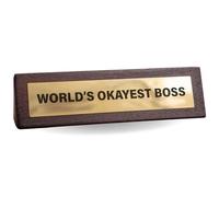 Boxer Gifts World’s Okayest Boss Joke Desk Sign - Funny Manager Gift for Secret Santa - Novelty Office Asseorries