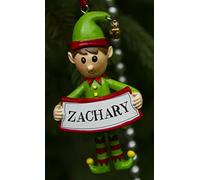 Boxer Gifts Zachary Elf Christmas Tree Decoration | Xmas Bauble Ornament Gift | One for The Whole Family, Ceramic, Multi-Colour, 8 x 4.5 x 2 cm