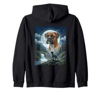 Boxer Howling to The Moon Meme Funny Dog Lover Zip Hoodie